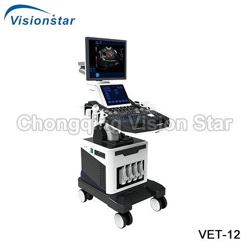 VET-12 4D Color Doppler Trolley Veterinary Ultrasound Scanner